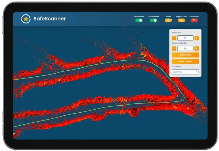 Tablet running SafeSight Control App underground
